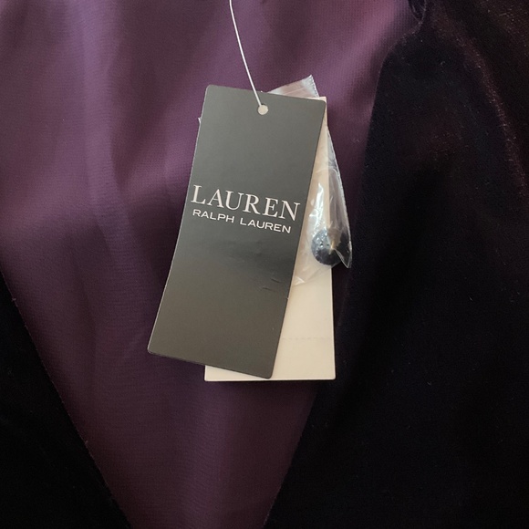 NWT Lauren Ralph Lauren Velvet Button Front Puff Sleeve Top 10 - Picture 10 of 11